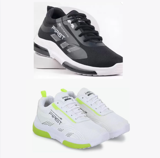 Trending Running Shoes for Men & Women (White & Black) (Pack of 2)