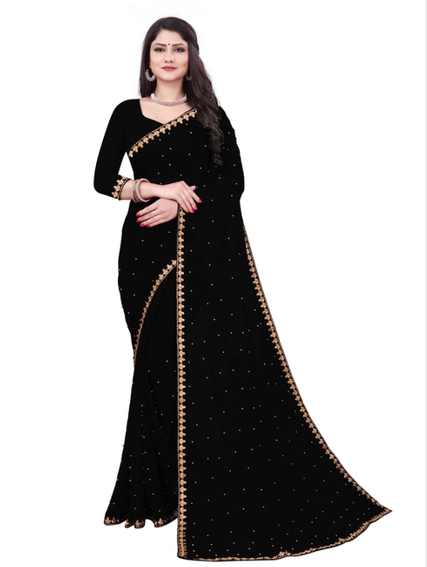 Women Saree Black (Pack Of 1)