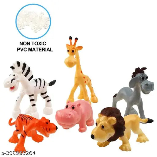 Mini Cartoon Animal Toys Figure Playing Set for Kids (Pack of 12 Pcs)
