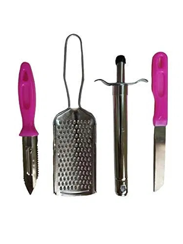 4 in 1 Combo Kitchen Set (4 Pcs Set of 1 Peeler, 1 Cheese Grater 1 Gas Lighter & 1 Knife)