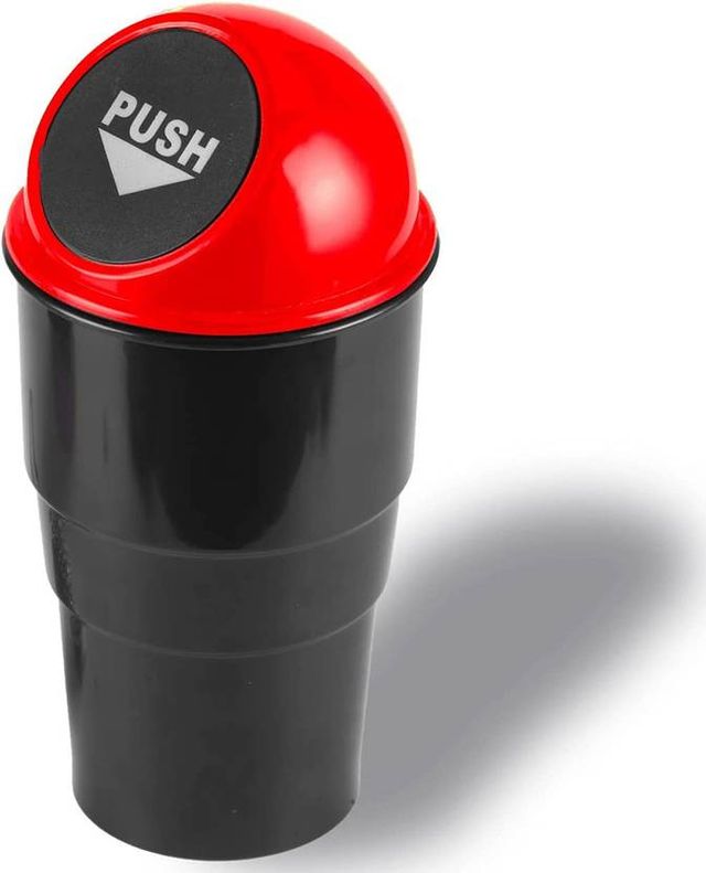 Portable Mini Car Trash Can and Cup Holder with Leakproof Lid