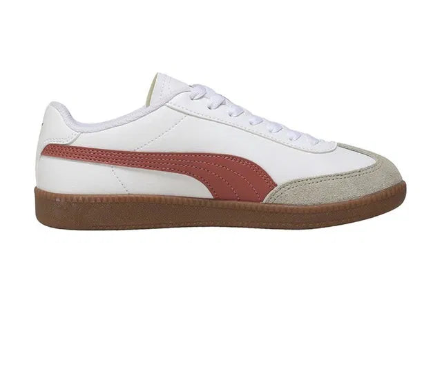 Puma Unisex 9-T Textured Sneakers (White,Red,Gum)