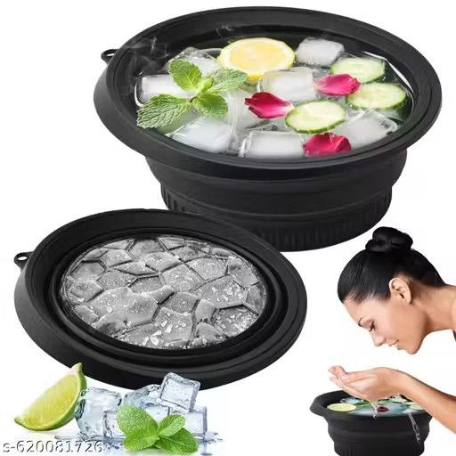Foldable Face Wash Basin with Built-in Ice Tray
