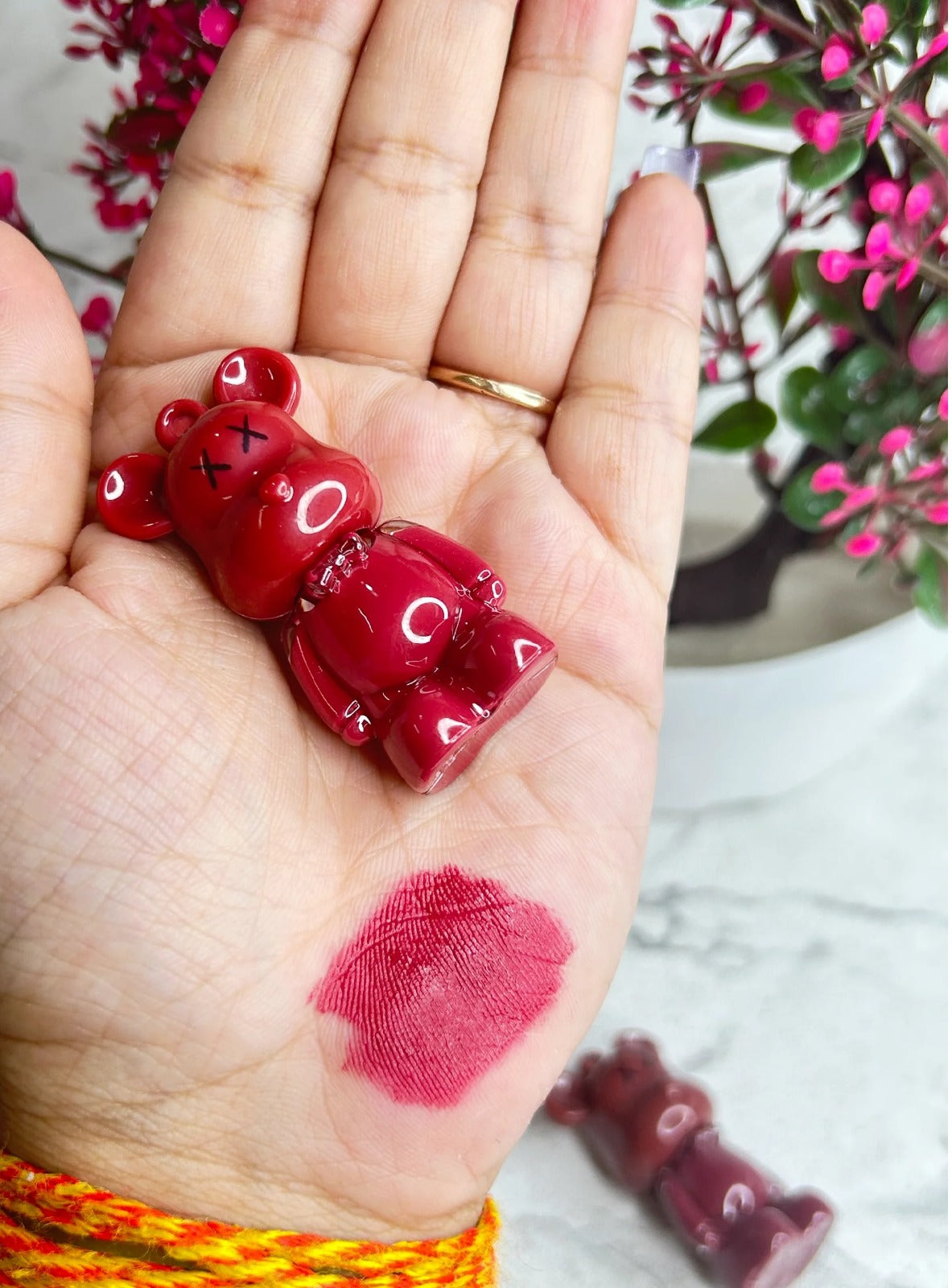 Lip Tint, Bear Keychain Long Lasting Creamy Texture Matte Lipstick 6pcs Multicolour