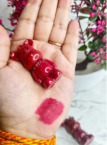 Lip Tint, Bear Keychain Long Lasting Creamy Texture Matte Lipstick 6pcs Multicolour