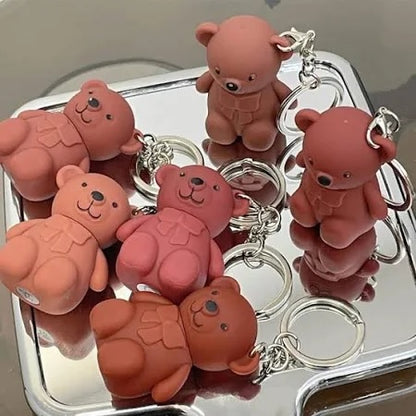 Lip Tint, Bear Keychain Long Lasting Creamy Texture Matte Lipstick 6pcs Multicolour