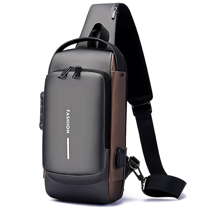 Casual Crossbody Sling Bag for Men Women with Usb Charging Port