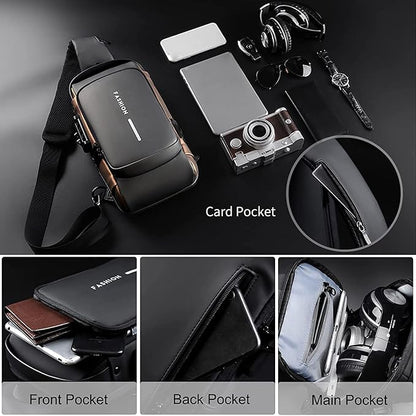 Casual Crossbody Sling Bag for Men Women with Usb Charging Port
