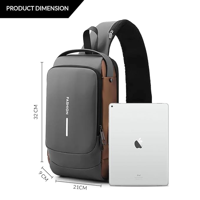 Casual Crossbody Sling Bag for Men Women with Usb Charging Port