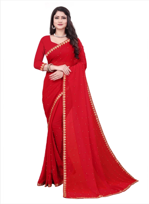 Women Saree Red (Pack Of 1)