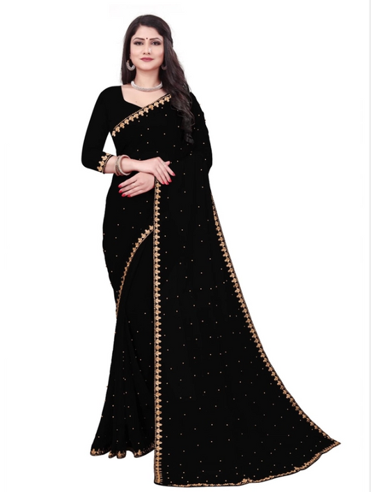 Women Saree  Black (Pack Of 1)