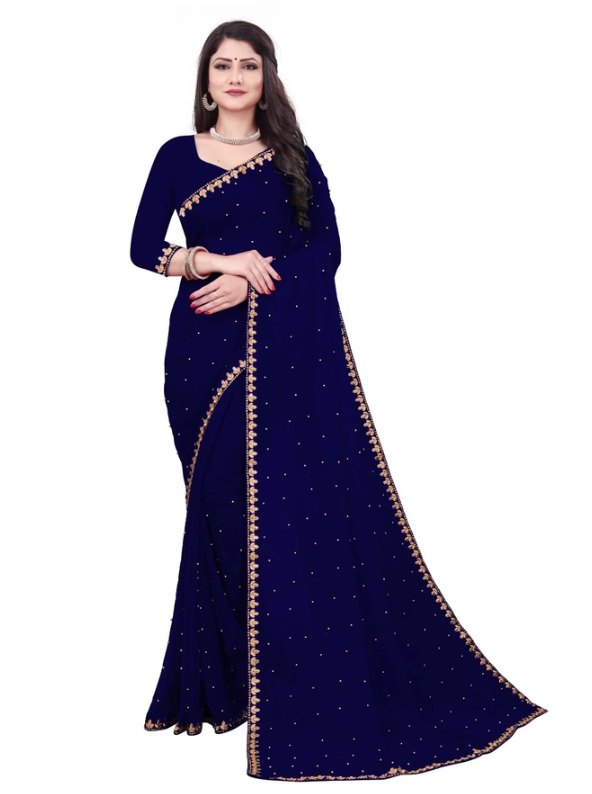Women Saree Navey Blue (Pack Of 1)