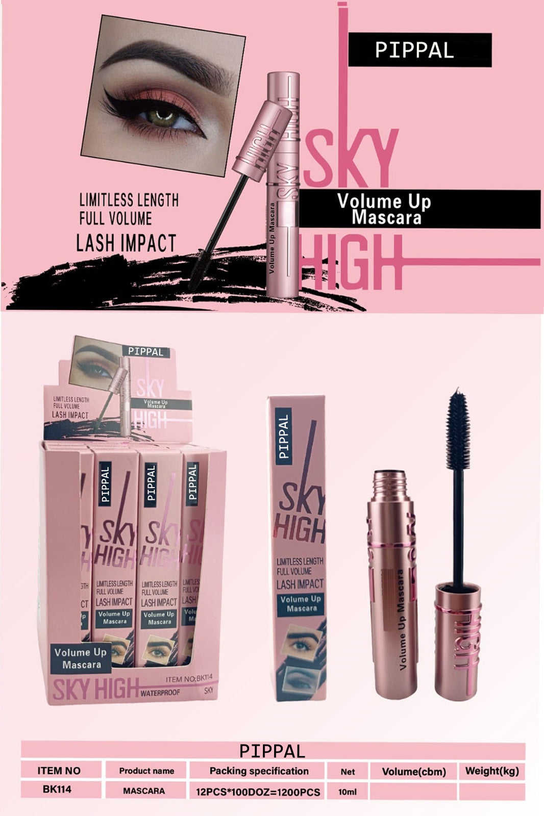 Pippal Sky High Eyeliner 1 Pcs with Mascara 10Gm (Pack of 1)