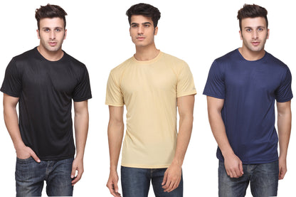 Ketex Round Neck Men's Polyester Blend Dri Fit T-Shirts (Pack of 3)