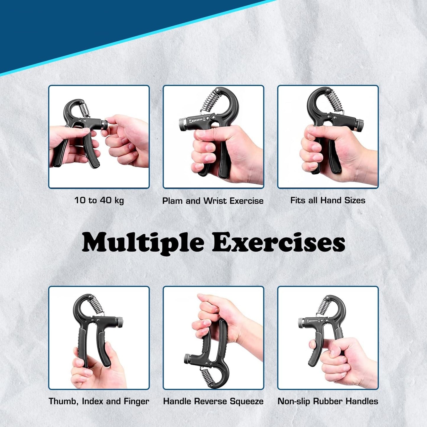 Premium Hand Grip Strengthener, (Black)