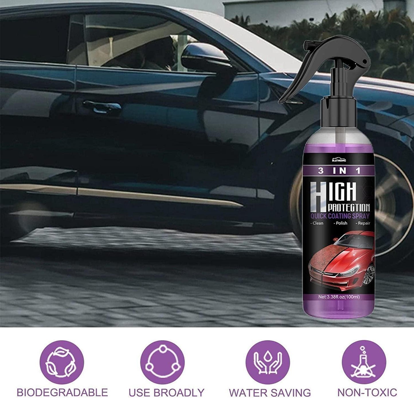 Hydrophobic Nano Coating Scratch Spray for Cars & Bikes (Pack of 2)