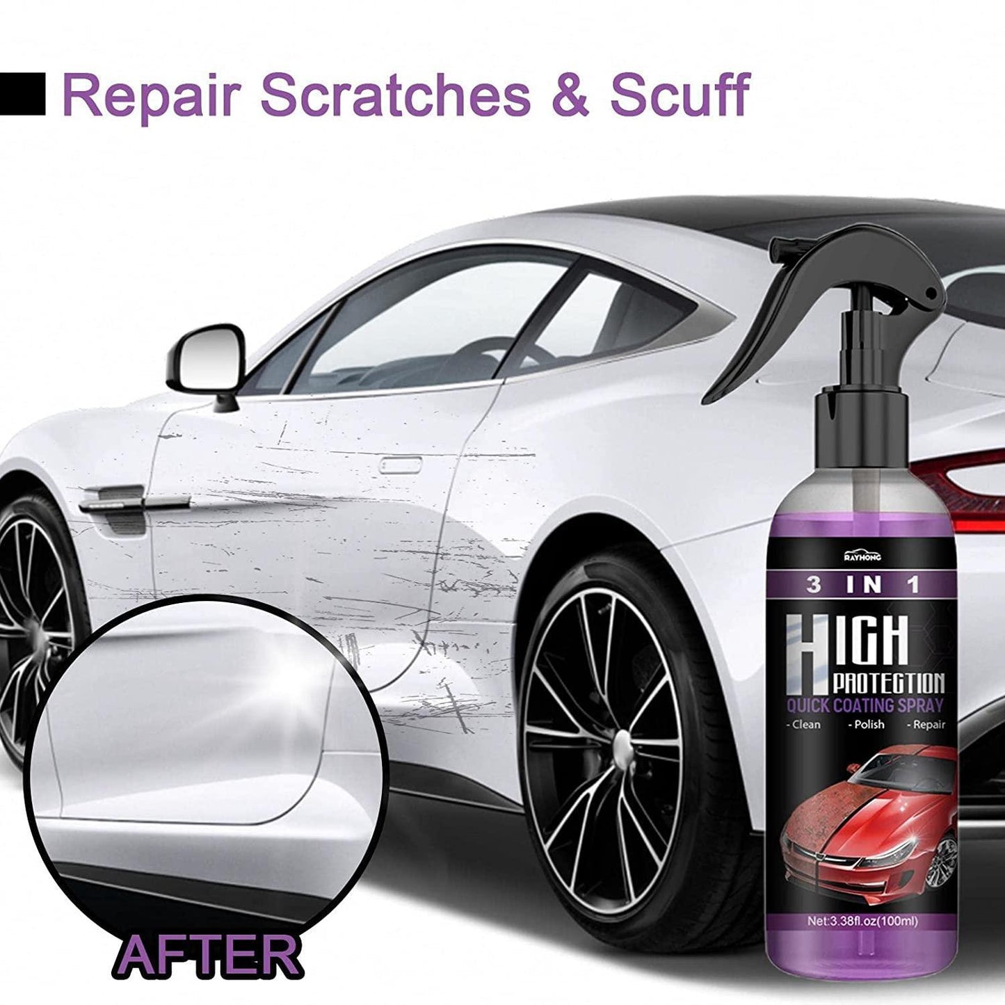 Hydrophobic Nano Coating Scratch Spray for Cars & Bikes (Pack of 2)