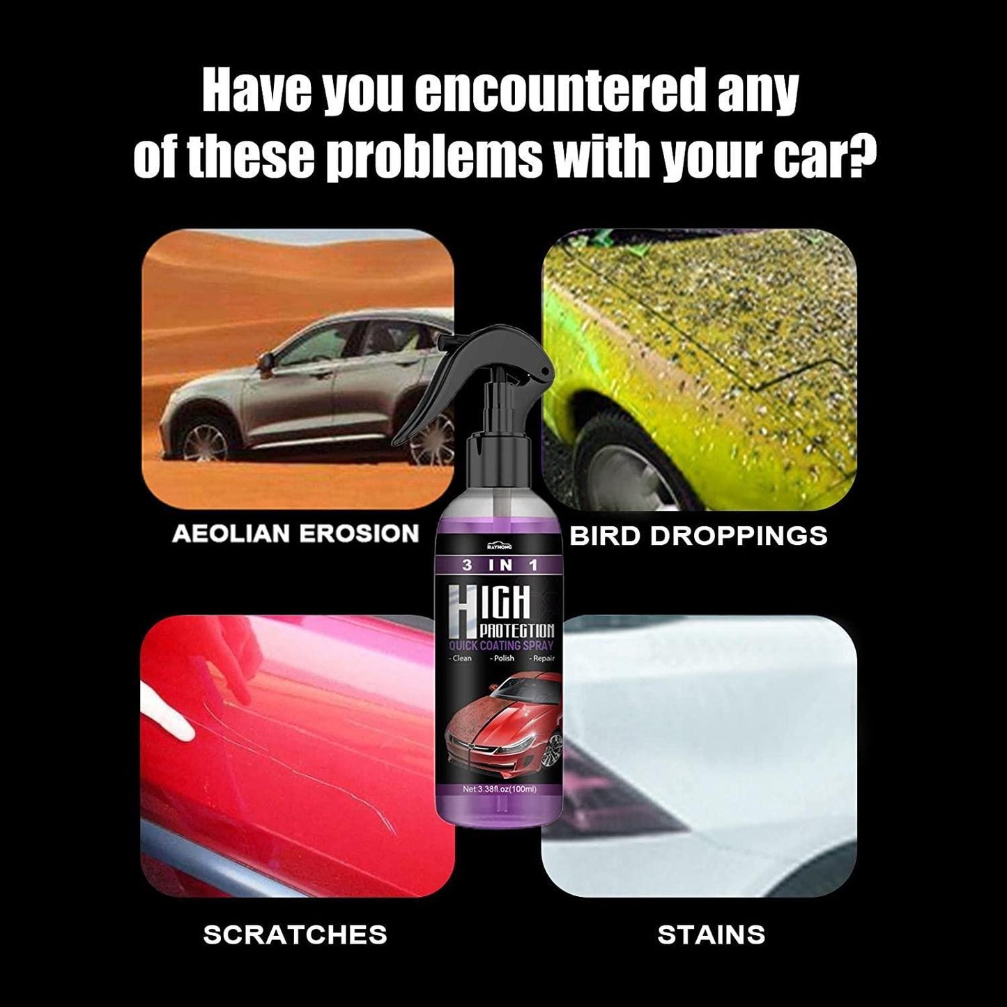 Hydrophobic Nano Coating Scratch Spray for Cars & Bikes (Pack of 2)