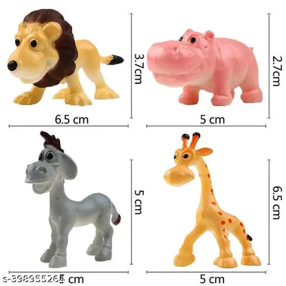 Mini Cartoon Animal Toys Figure Playing Set for Kids (Pack of 12 Pcs)