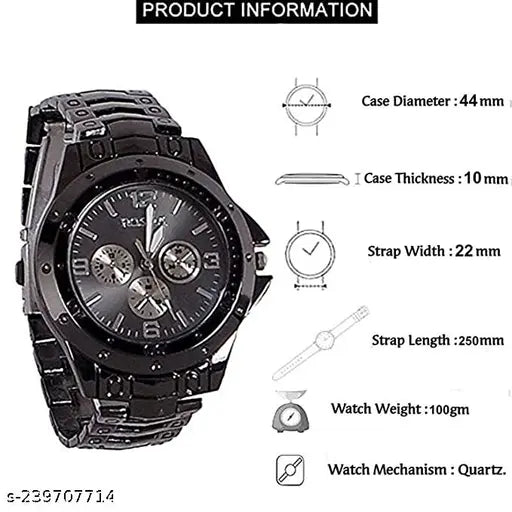 Arabic VVS Skeleton Luxury Analog Black Dial Watch