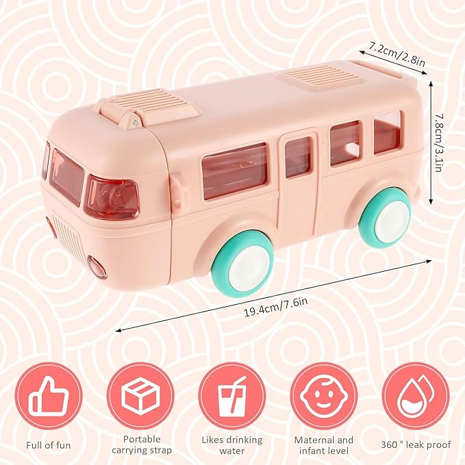 2-in-1 Toy Bus for Kids with Water Bottle, | Picnic Bottle | Sipper Bottle Leak Proof