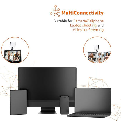 Camera Video Light with Clip and 3 Cold Shoe Connectors