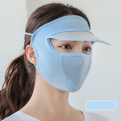 UV Protection Sunscreen Mask With Brim Ice Silk Face Cover