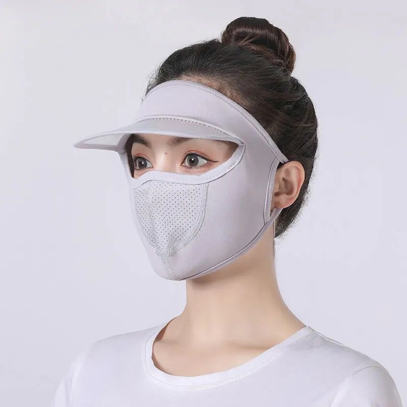 UV Protection Sunscreen Mask With Brim Ice Silk Face Cover