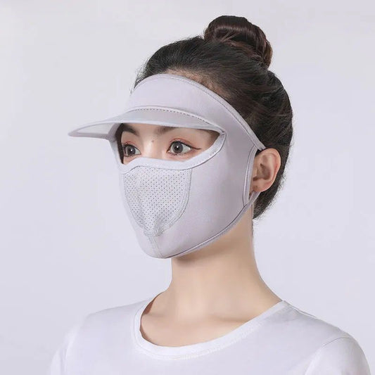 UV Protection Sunscreen Mask With Brim Ice Silk Face Cover