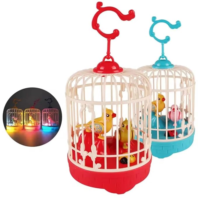 Mini Bird Cage for Kids with Light and Music Voice Control