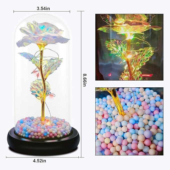 Galaxy Glass Rose Flower with LED Light