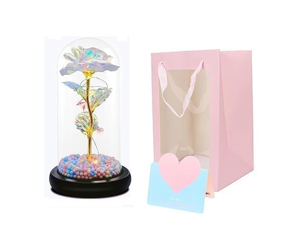 Galaxy Glass Rose Flower with LED Light