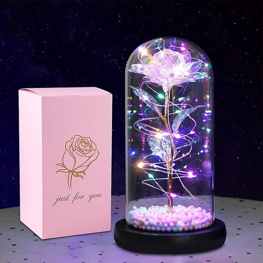 Galaxy Glass Rose Flower with LED Light