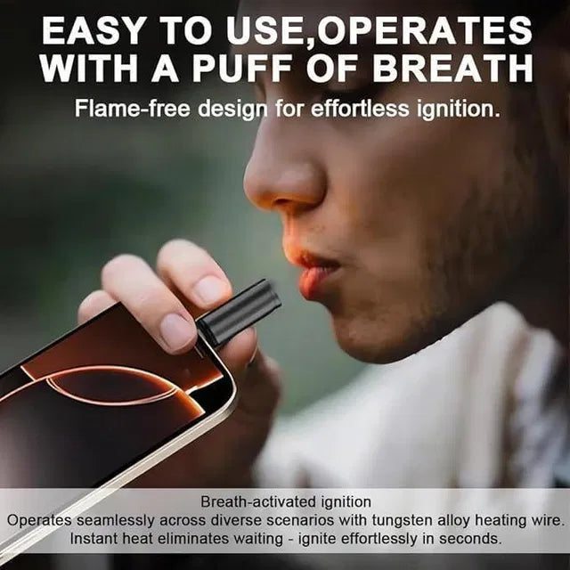 Portable Electric Cigarette Lighter Outdoor Mouth-Blow