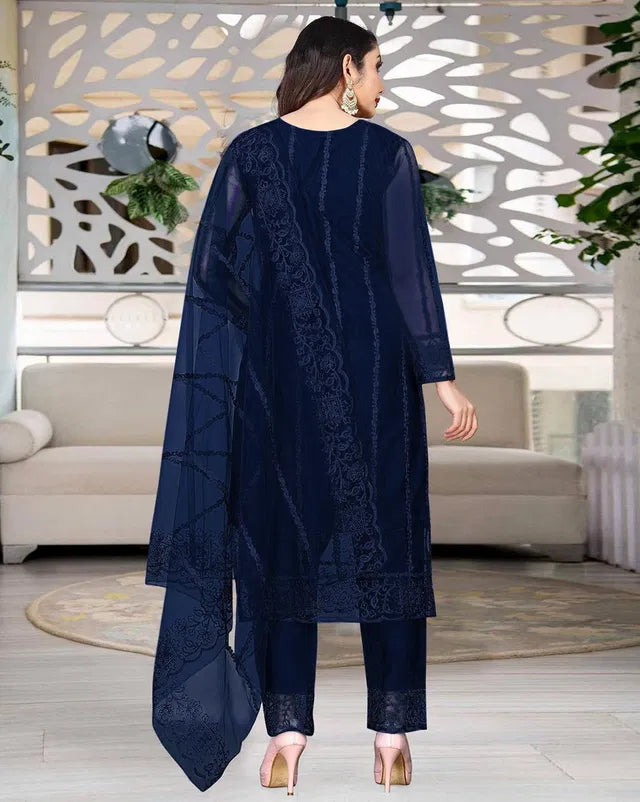 Women Net Kurti With Dupatta and Bottomwear