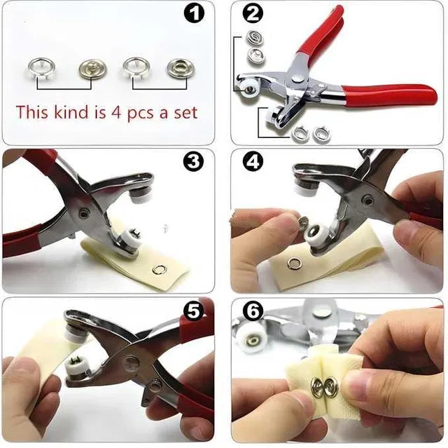 9.5mm Metal Copper Prong Snap Buttons With Pliers