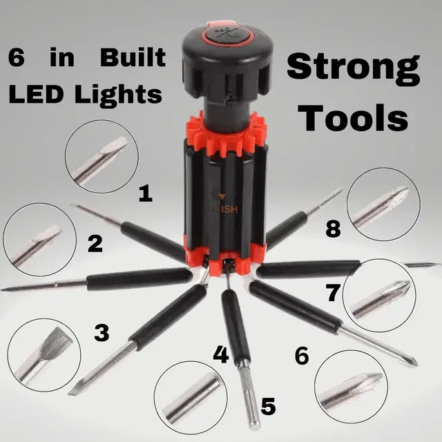 8 in 1 Screwdrivers with Flashlight