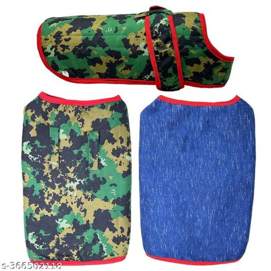 Fabric Winter Army Coat for Pet Dog (Multicolor, 26 inches)