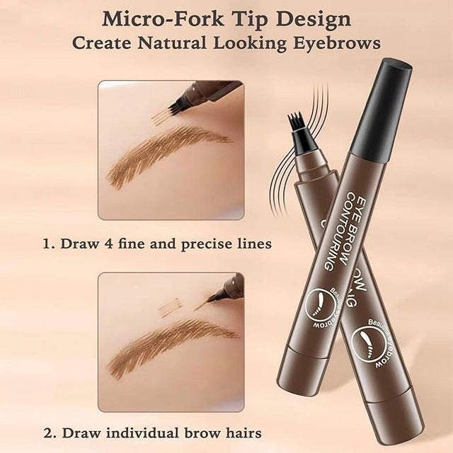 Waterproof Eyebrow Pencil with a Micro Fork Tip Applicator Pack of 2