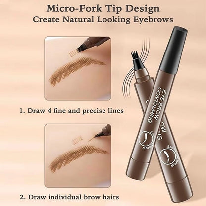 Waterproof Eyebrow Pencil with a Micro Fork Tip Applicator Pack of 2