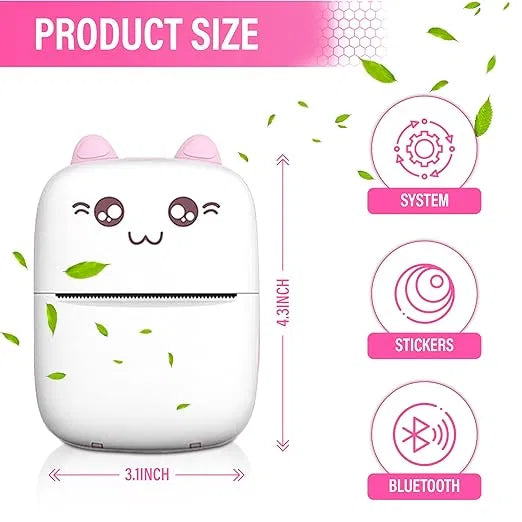 Bluetooth Mini Printer for Students | Inkless Wireless Thermal Printer (Black & White)
