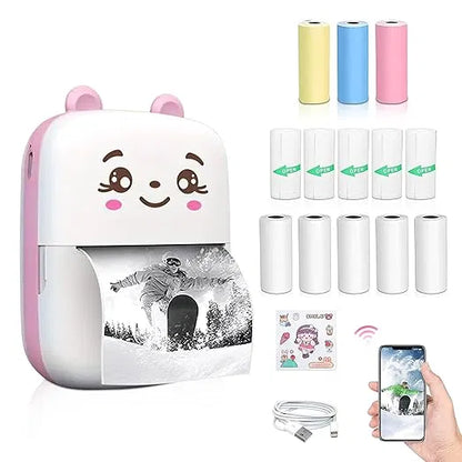 Bluetooth Mini Printer for Students | Inkless Wireless Thermal Printer (Black & White)