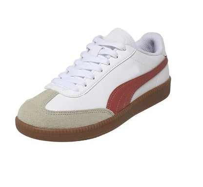 Puma Unisex 9-T Textured Sneakers (White,Red,Gum)