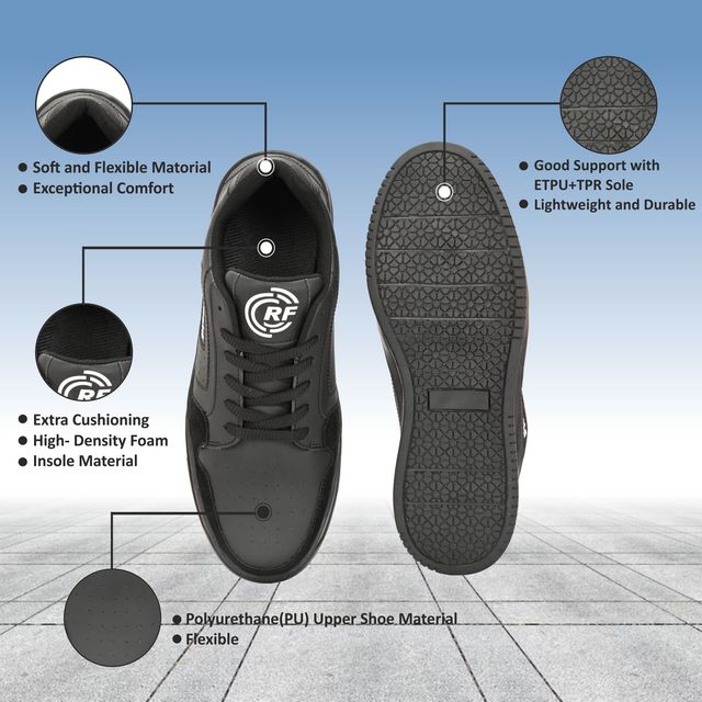 Raysfield Men's Black Casual Sneakers