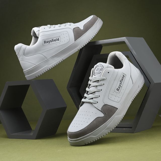 ANJRS Men's Styles White & Grey Trendy Anti-Skid Sneakers