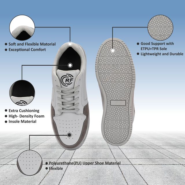 ANJRS Men's Styles White & Grey Trendy Anti-Skid Sneakers