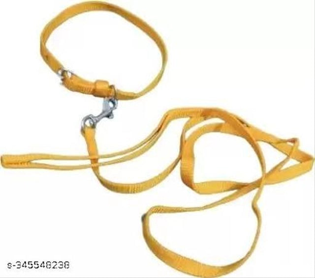 Neck Coller Belt with 5 Feet Leash for Pet (Multicolor, S)