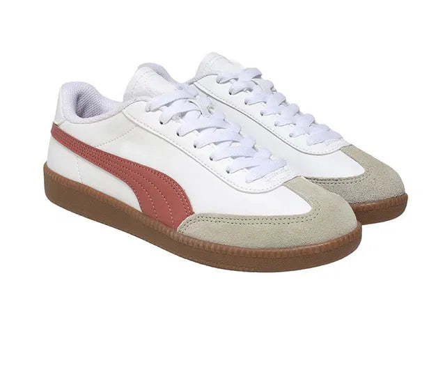 Puma Unisex 9-T Textured Sneakers (White,Red,Gum)