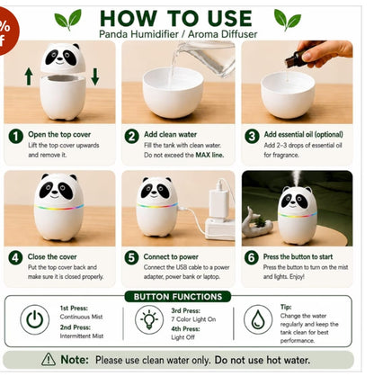 Panda-themed mini USB humidifiers