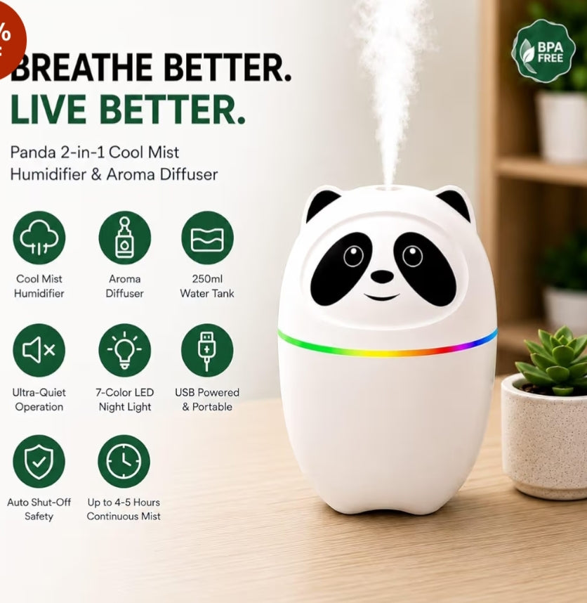 Panda-themed mini USB humidifiers